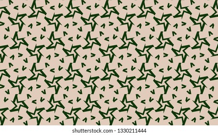 Design pattern with abstract modern ornament. Triangles style. Vector illustration. Green, brown color. Seamless.