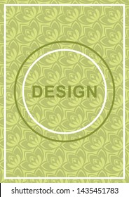 Design, pattern or cover for a book, card or postcard.
