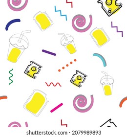 Resumen de los alimentos del patrón de diseño en la ilustración de fondo blanco