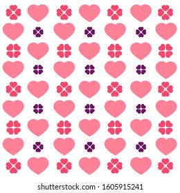 design pattern repetition template with pink heart symbol. seamless feminine affection. vector