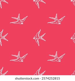 Design in a pattern of seagulls, pelicans and swallows, design for vacations and fun on the beach, surf season, summer lifestyle, background in textures with contrasting colors, sailor type.