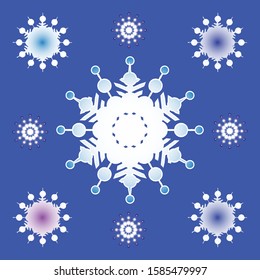 Design pattern snowflakes on classic blue color of 2020 year background. Absctract geometric design for winter decoration interior, print posters, greating card, bussines banner, wrapping.