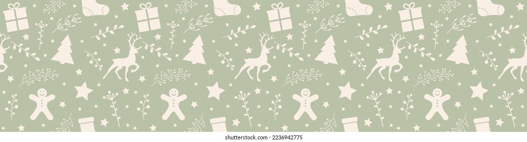 Design of pattern with Xmas ornaments. Christmas concept. Banner. Vector