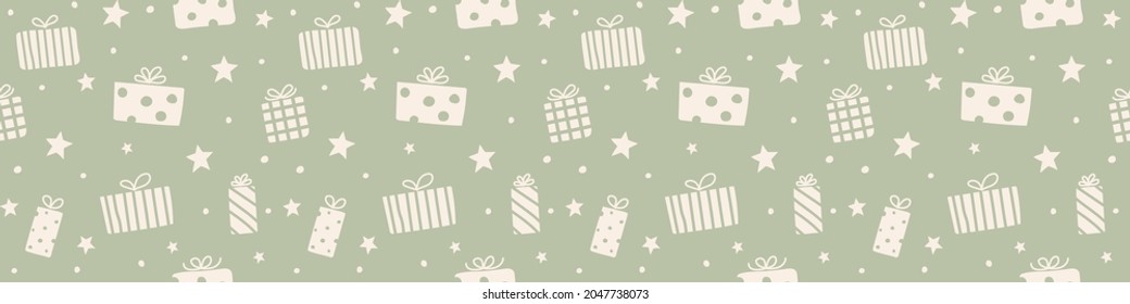 Design of pattern with Xmas present boxes. Christmas concept. Banner. Vector