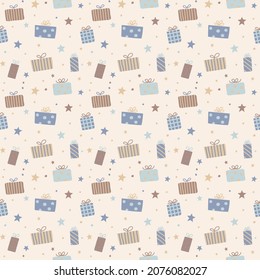 Design of pattern with Xmas present boxes. Christmas concept. Vector