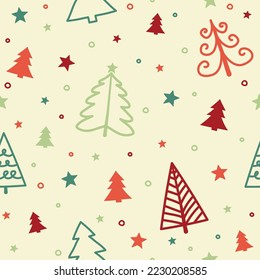 Design of pattern with Xmas trees. Christmas concept. Vector