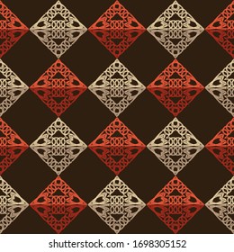 The design of the patterned triangles. Ethnic boho ornament. Seamless background. Tribal motif. Vector illustration for web design or print.
