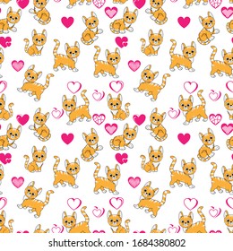 Design patterns with cat animal ornaments and heart shapes