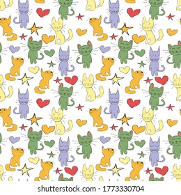 Patrones de diseño con adornos coloridos de gatos adornos adorables