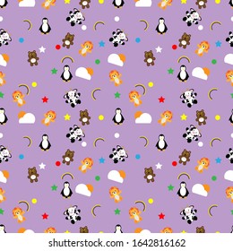 Design patterns with cute animal doll character ornaments and other ornaments