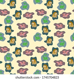 Design patterns with cute dinosaur animal ornaments