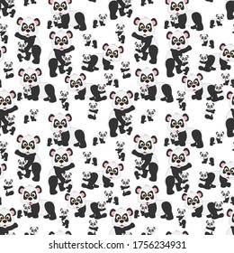 design patterns with cute panda animal ornaments