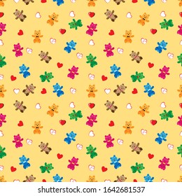 design patterns with cute teddy bear shape ornaments with heart shape decorations