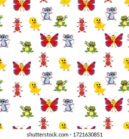 design patterns with ornaments of various cute cartoon animals