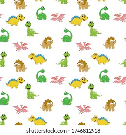 Design patterns with ornaments of various cute dinosaur animals