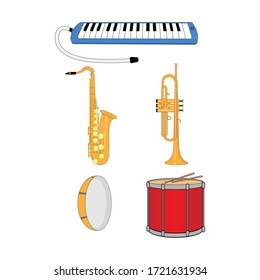 design patterns with ornaments of various forms of musical instruments