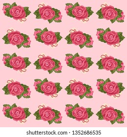design patterns rose flowers on pink background