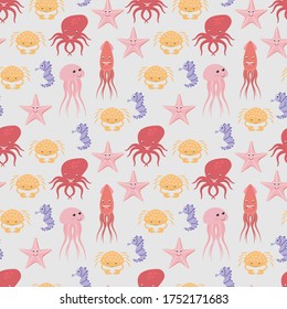 motivos de diseño con adorables adornos de animales marinos