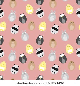 design patterns with various cute adorable fat animal ornaments