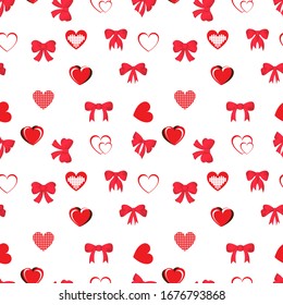 design patterns with various ribbon and heart ornaments