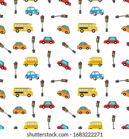 design patterns with vehicle shape ornaments and traffic lights