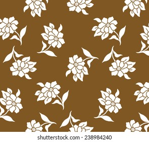Design pattern.Vintage bouquet lined of brown flowers.
