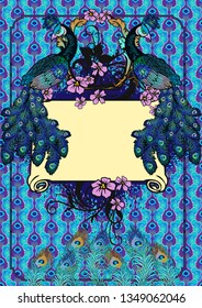 Design of peacock. Vector illustration. Suitable for fabric, wrapping paper and the like