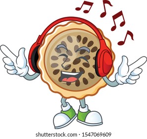 design pecan pie listening music with seeds topping