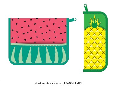 Design Of  Pencil Case Like Fruits Vector Illustration