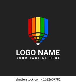 Design a Pencil Logo With Rainbow Colors