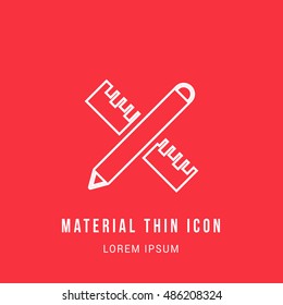 Design Pencil & Scale Bright red material designed line thin flat icon / logo