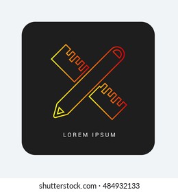 Design Pencil & Scale Red & Orange gradient attractive line thin icon / logo design