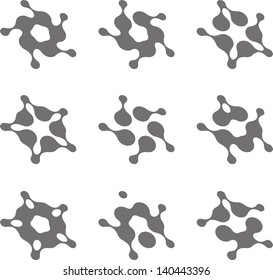 Design pentagon star logo element. Abstract water molecule vector template set.You can use in energy, environmental protection, water and electricity equipment, computer medical science concept icon. 