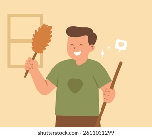 design of a person cleaning