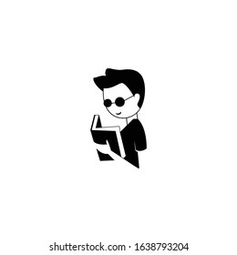 design person reading black vector illustration