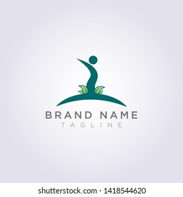 Design a person symbol logo with surrounding leaves for your business or brand.
