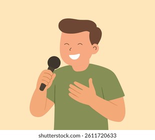 design of a person talking using a microphone