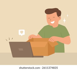 design of a person wrapping a package