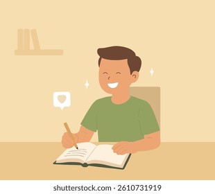 design of a person writing in a book