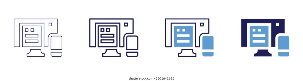 Design perspective icon in 4 different styles. Thin Line, Line, Bold Line, Duotone. Duotone style. Editable stroke.