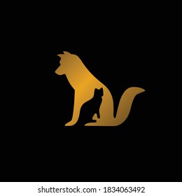 Design Pet Dog And Cat Luxury Gold Design Logo