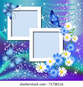 Design photo frames with flowers and butterfly