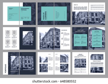 Design Photography Proposal, Vector Template Brochures, Flyers, Presentations, Leaflet, Magazine A4 Size. Blue And Red Geometric Elements On A White Background. - Stock Vecto