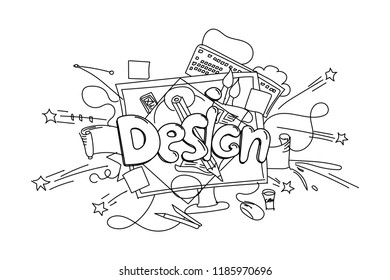 Design phrase. Vector hand drawn illustration isolated on white background