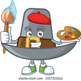 Design pilgrim hat with character painter mascot