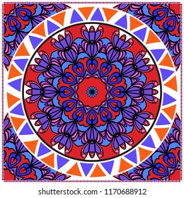 Design for pillow. Vector pattern. For fabric, textile, bandana, pillowcarpet print