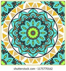 Design for pillow. Vector pattern. For fabric, textile, bandana, pillowcarpet print