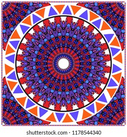 Design for pillow. Vector pattern. For fabric, textile, bandana, pillowcarpet print