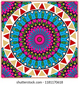 Design for pillow. Vector pattern. For fabric, textile, bandana, pillowcarpet print