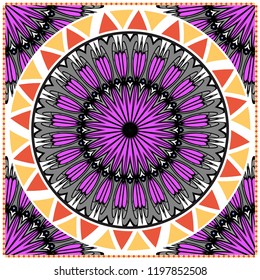 Design for pillow. Vector pattern. For fabric, textile, bandana, pillowcarpet print